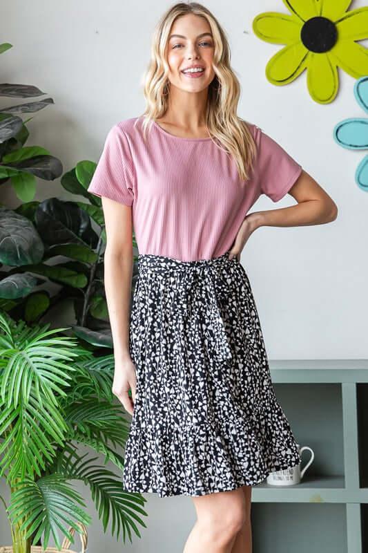 Heimish Full Size Short Sleeve Solid And Animal Print Mini Dress Plus Size - Clothes For Her Online Store