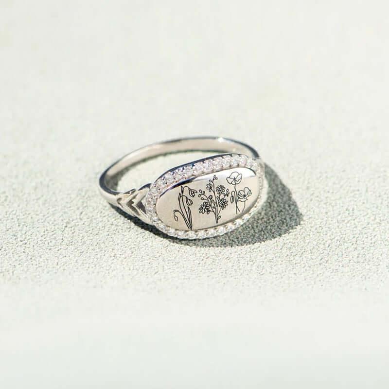 Flower Epoxy Gum Oil Inlaid Zircon Ring - Clothes For Her Online Store