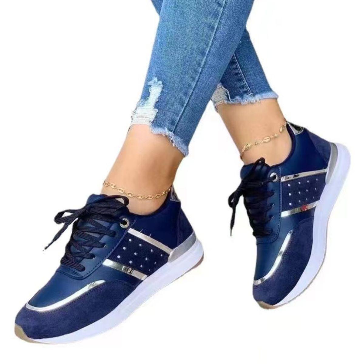 Round Toe Lace Up Platform Sneakers - Clothes For Her Online Store
