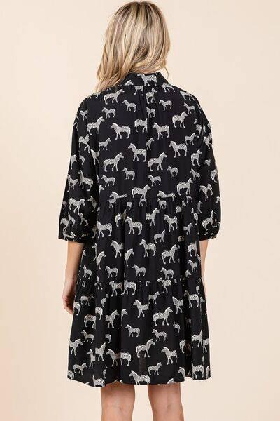 Mittoshop Zebra Print Button Down Shirt Mini Dress - Clothes For Her Online Store