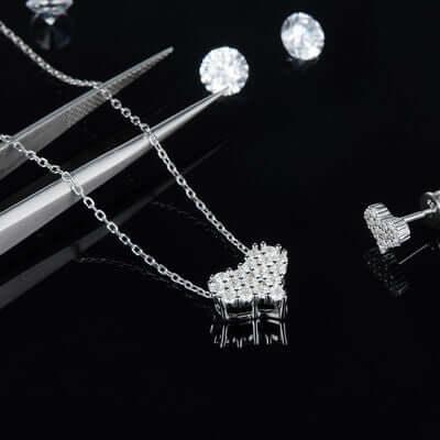 Moissanite 925 Sterling Silver Heart Necklace - Clothes For Her Online Store