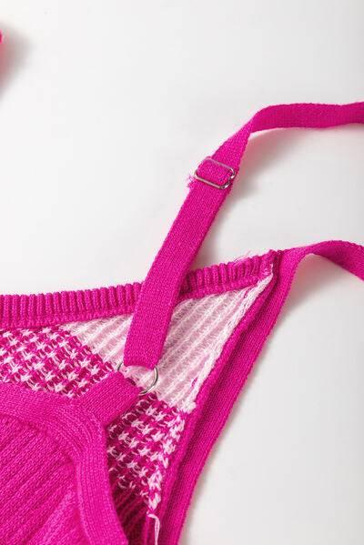 Color Block V-Neck Sweater Cami - Clothes For Her Online Store