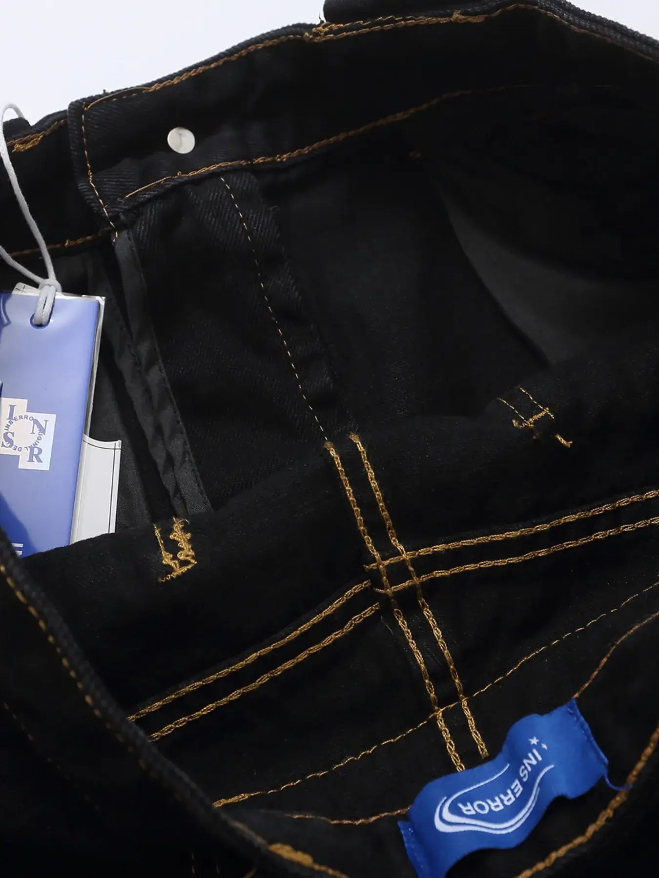 Men's High Waist Contrast Stitch Curved Jeans