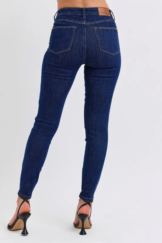 Judy Blue Full Size Midi Rise Tummy Control Classic Skinny Jeans Plus Size