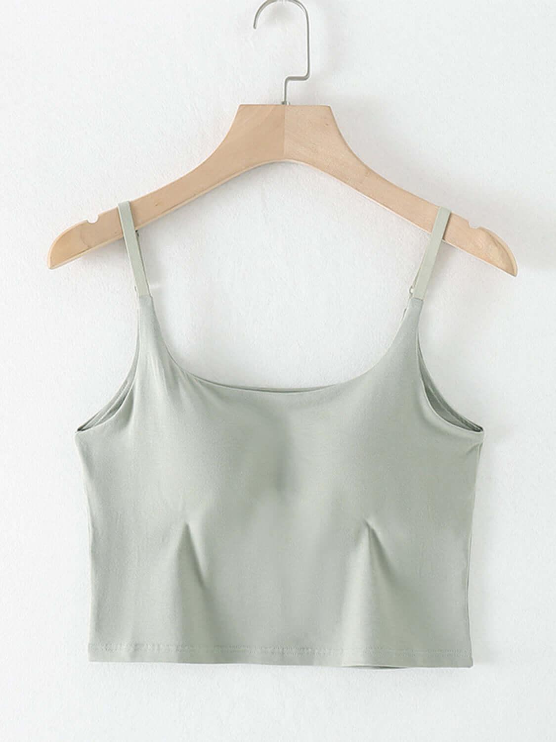 Scoop Neck Cropped Cami with Chest Pads - Clothes For Her Online Store