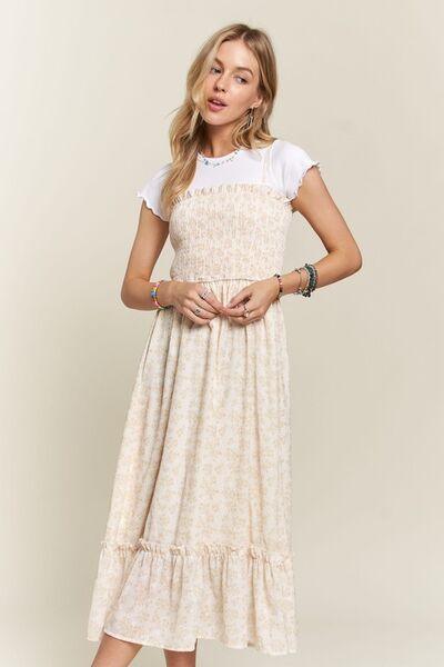 ADORA Smocked Floral Ruffled Hem Cami Dress - Clothes For Her Online Store
