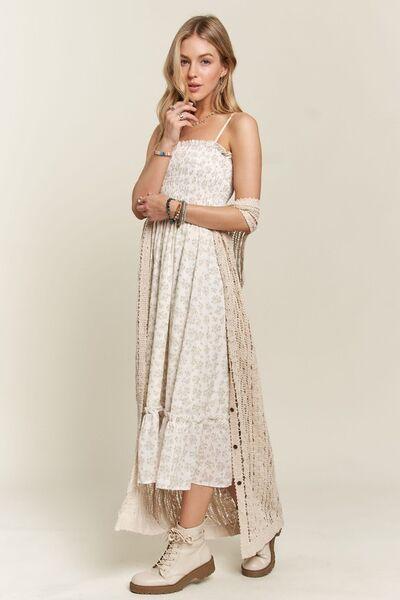 ADORA Smocked Floral Ruffled Hem Cami Dress - Clothes For Her Online Store