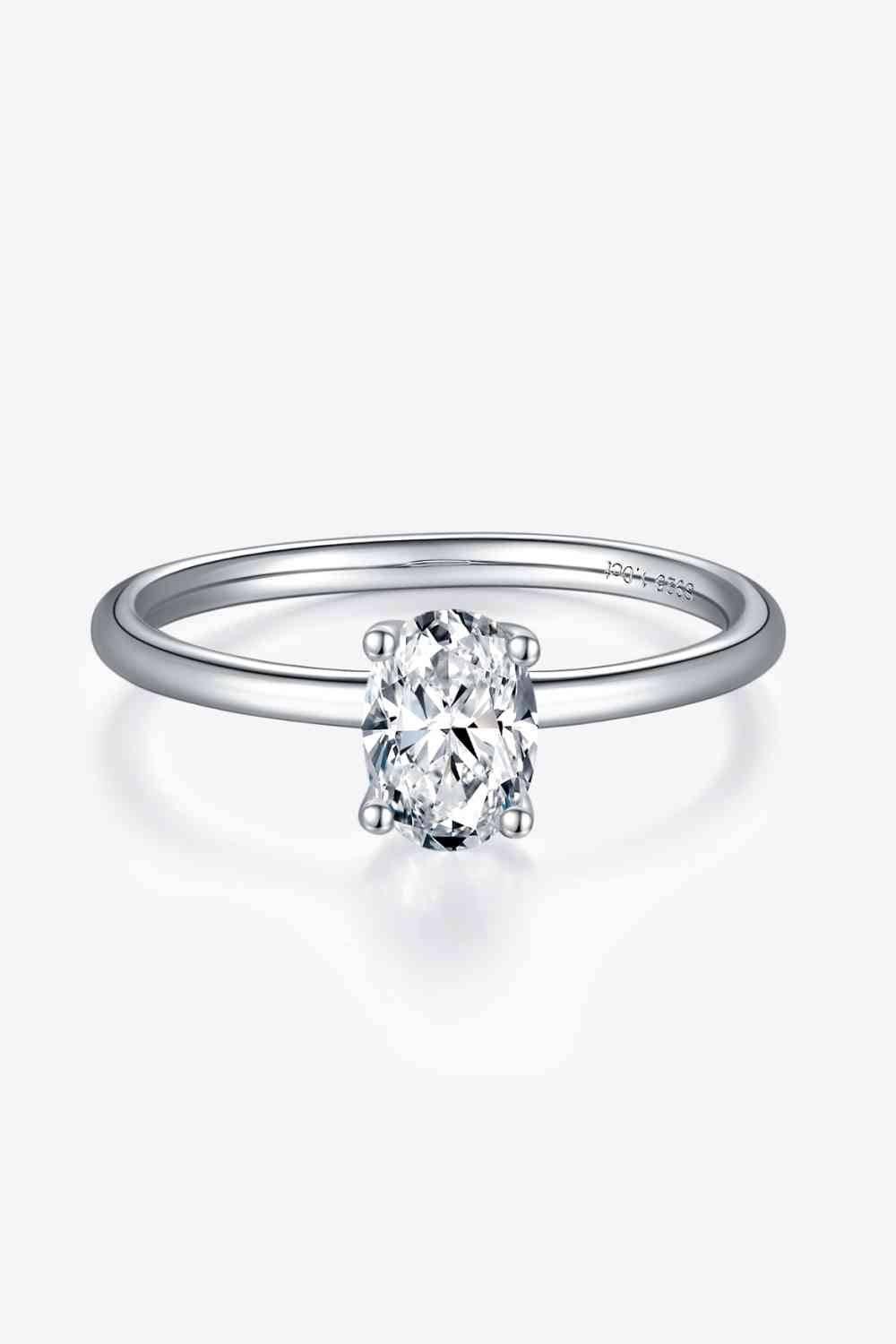 1 Carat Moissanite 925 Sterling Silver Solitaire Ring - Clothes For Her Online Store