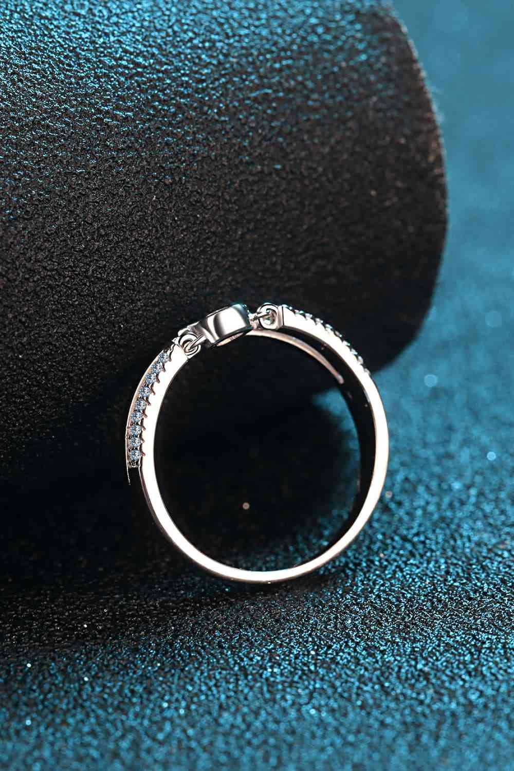 Moissanite Cutout Rhodium-Plated Ring - Clothes For Her Online Store