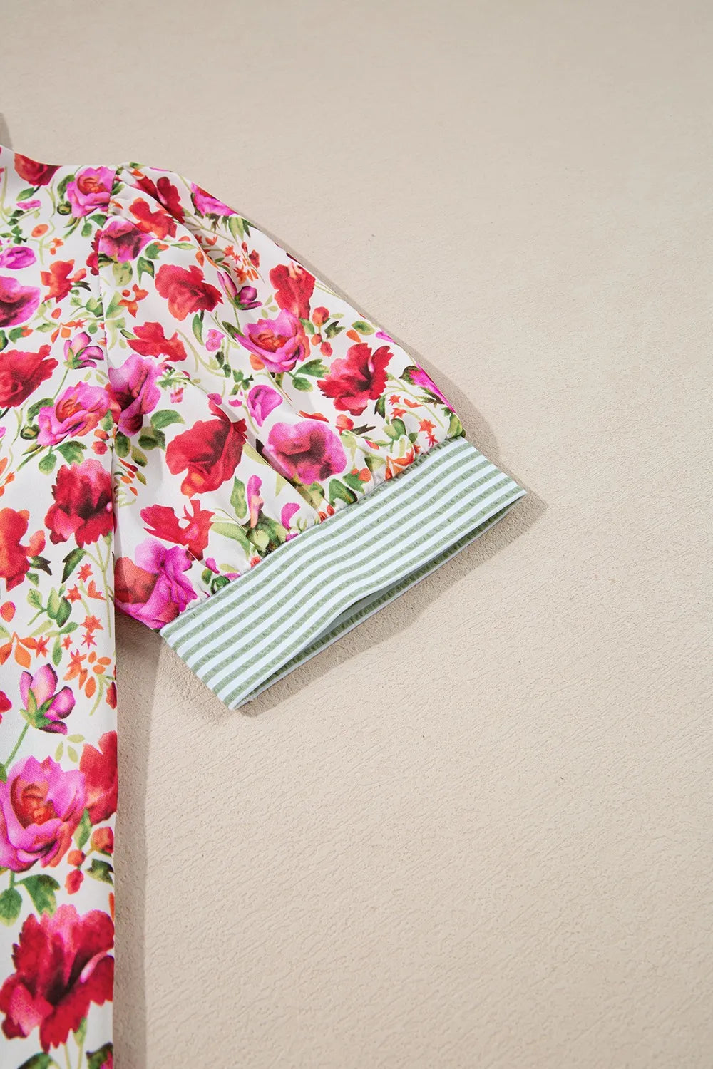 Printed Collared Neck Short Sleeve Blouse