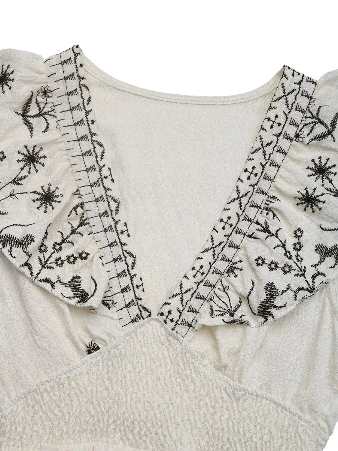 Smocked Ruffled Cap Sleeve Mini Dress - Clothes For Her Online Store