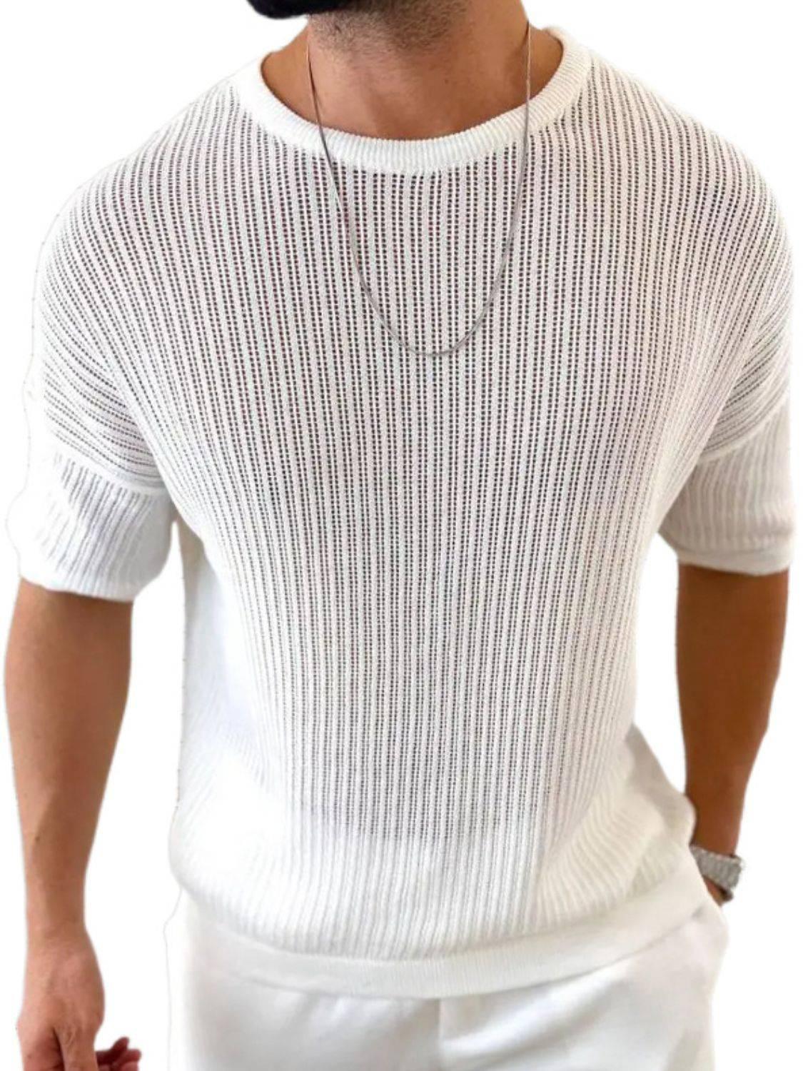 Men's Round Neck Drop Shouler Knit Top - Clothes For Her Online Store