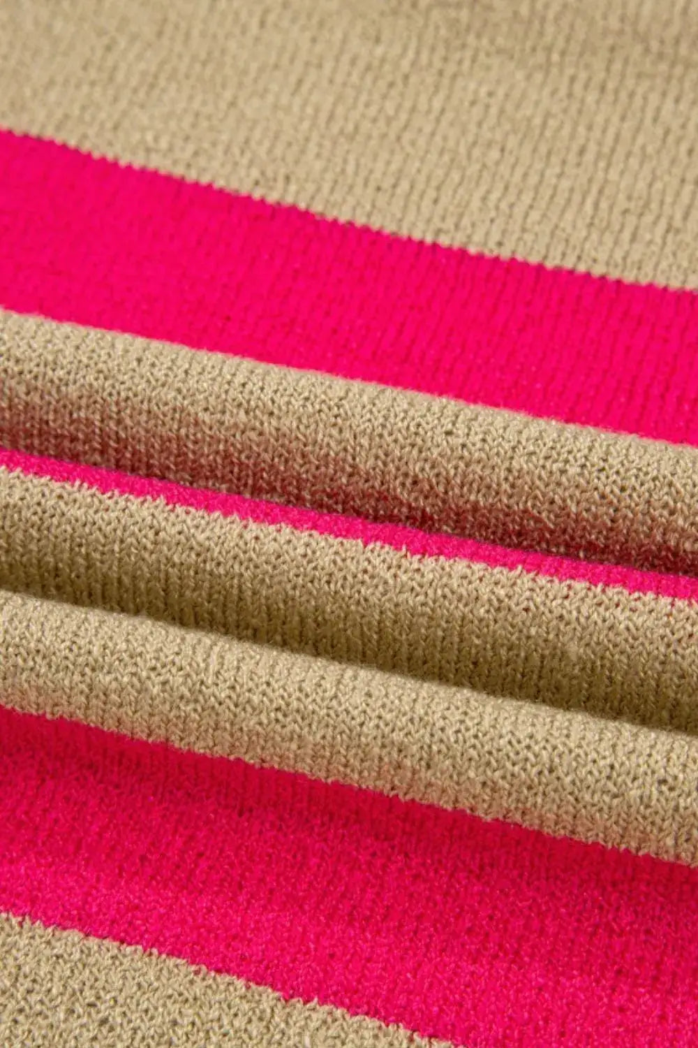 Contrast Striped Crew Neck Lightweight Knit Top - Clothes For Her Online Store