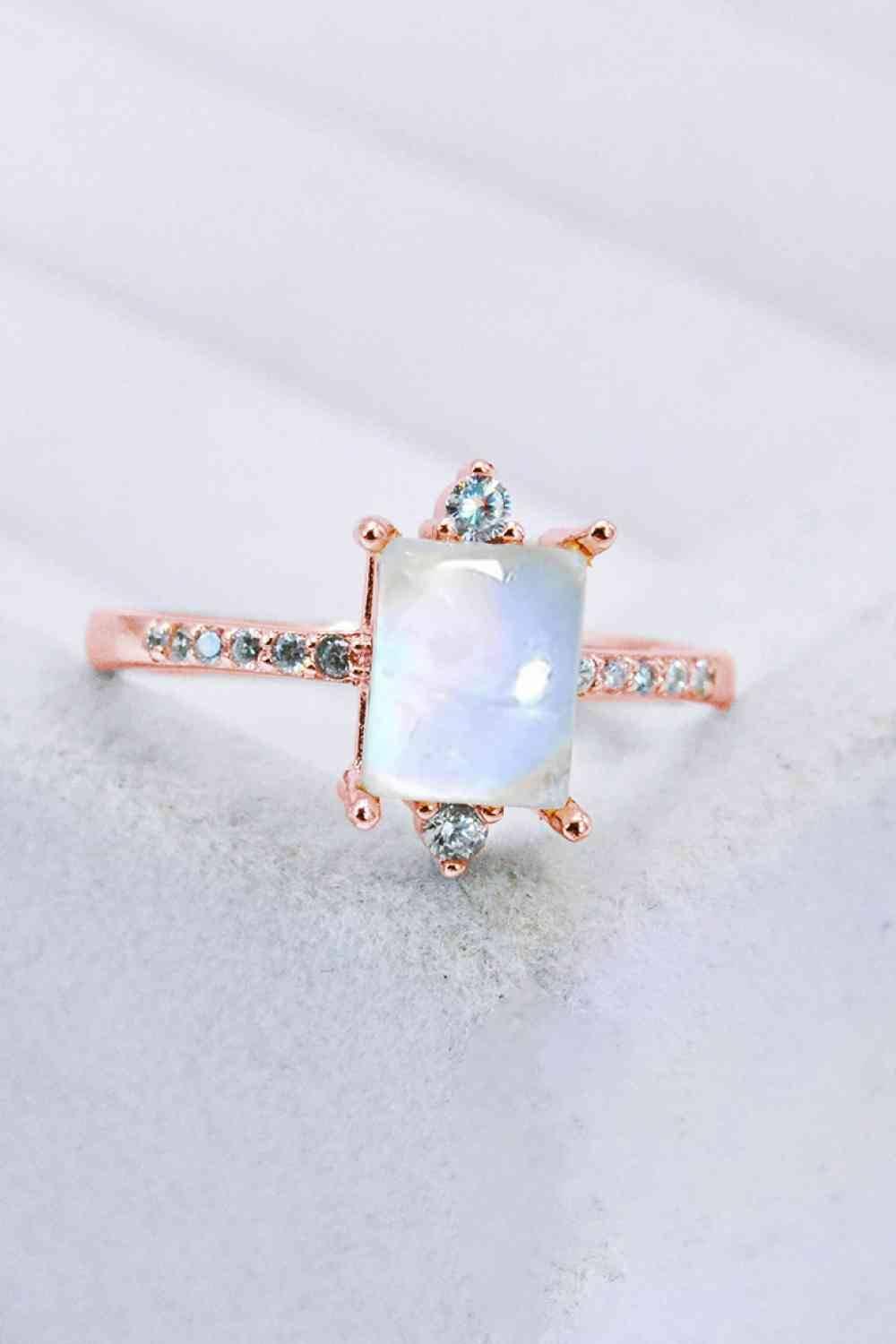 925 Sterling Silver Square Moonstone Ring - Clothes For Her Online Store
