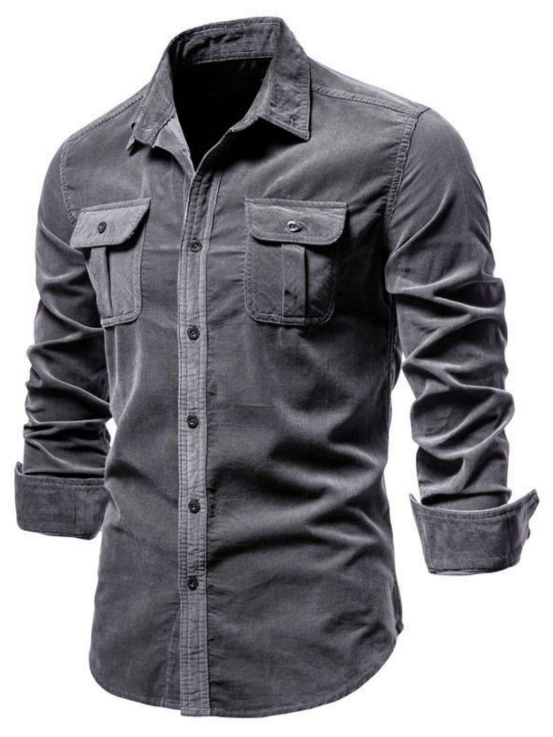 Men's Full Size Button Down Collared Neck Shirt Plus Size - Clothes For Her Online Store