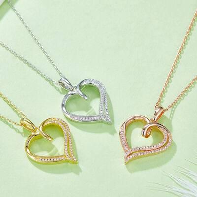 Moissanite 925 Sterling Silver Heart Shape Necklace - Clothes For Her Online Store