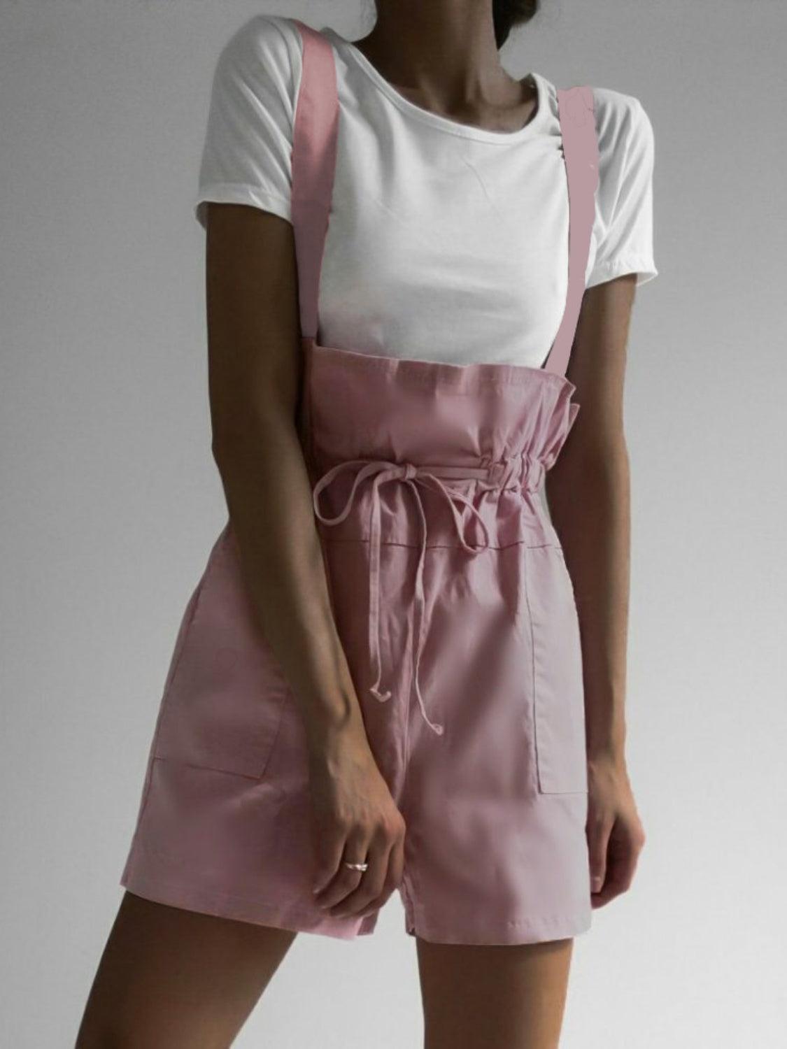 Drawstring Wide Strap Overalls with Pockets - Clothes For Her Online Store
