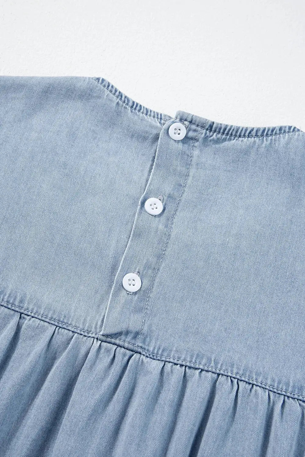 Ruffle Cap Sleeve Tiered A-line Denim Dress - Clothes For Her Online Store
