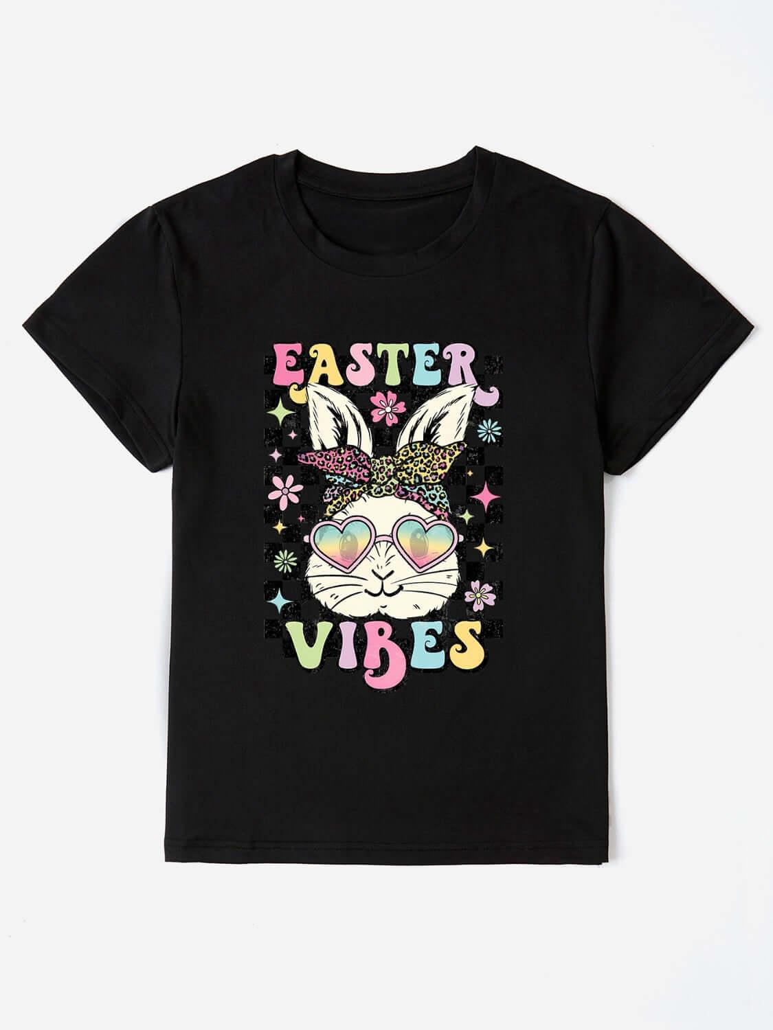 EASTER VIBES Round Neck Short Sleeve T-Shirt - Clothes For Her Online Store