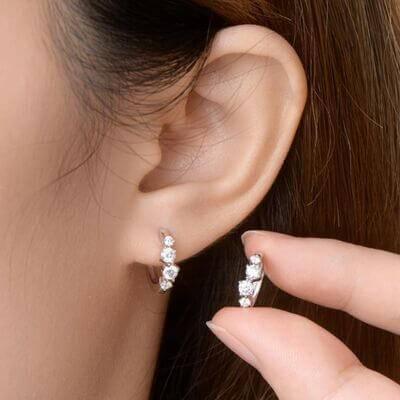 925 Sterling Silver Moissanite Huggie Earrings - Clothes For Her Online Store