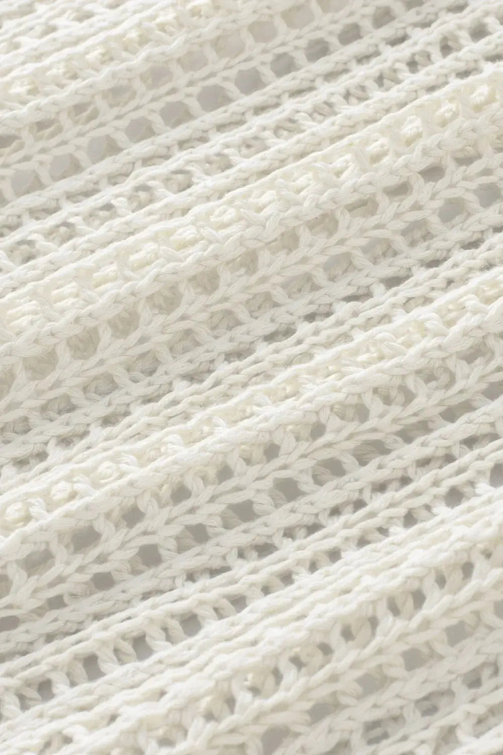 Openwork Round Neck Half Sleeve Knit Cover Up - Clothes For Her Online Store