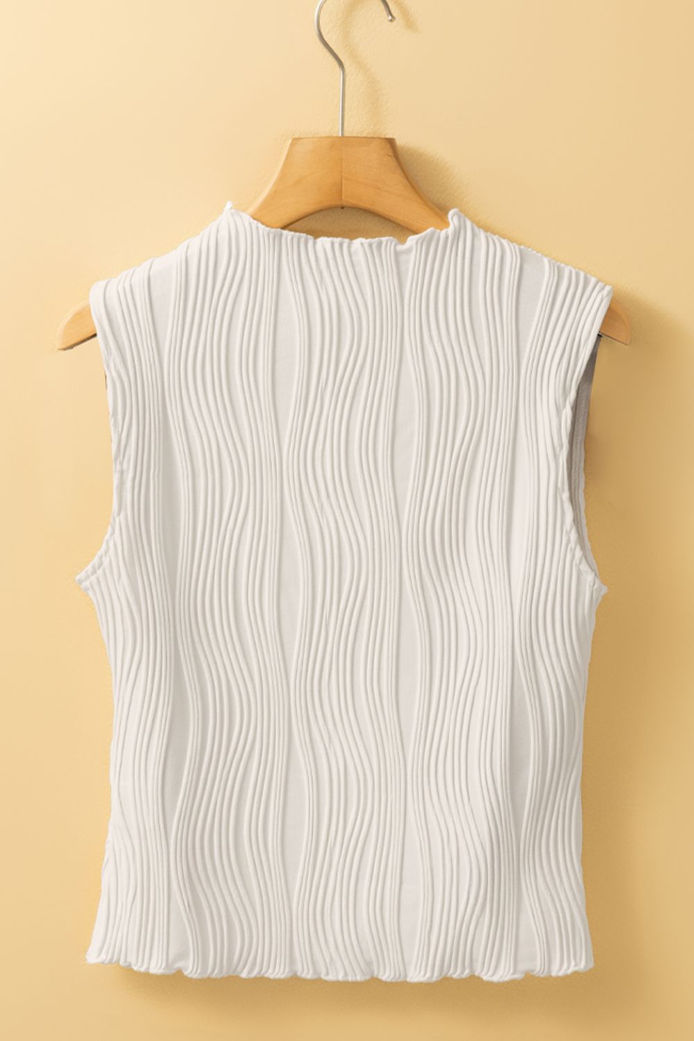 Wavy Textured Mock Neck Tank - Clothes For Her Online Store