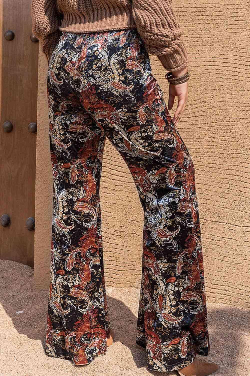 Plus Size Printed Wide Leg Long Pants - Clothes For Her Online Store