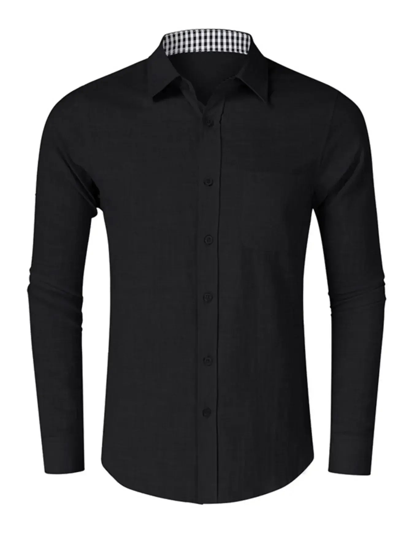 Men's Button-Down Shirt with Gingham Contrast