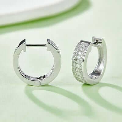 Moissanite 925 Sterling Silver Huggie Earrings - Clothes For Her Online Store