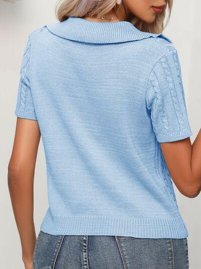 Cable Knit Short Sleeve Top - Clothes For Her Online Store