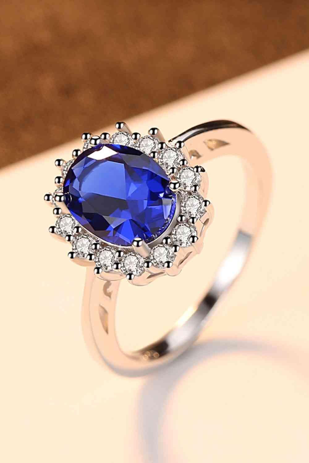 Synthetic Sapphire 925 Sterling Silver Ring - Clothes For Her Online Store