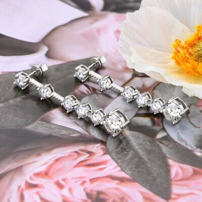 4 Carat Moissanite 925 Sterling Silver Earrings - Clothes For Her Online Store