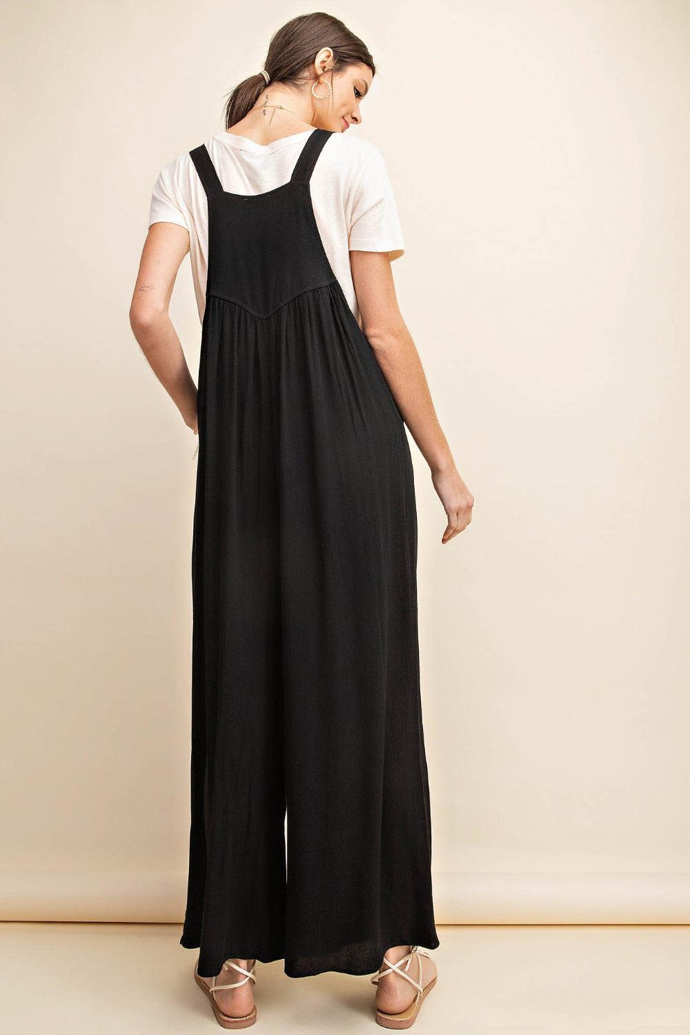 Kori America Full Size Sleeveless Ruched Wide Leg Overalls - Clothes For Her Online Store