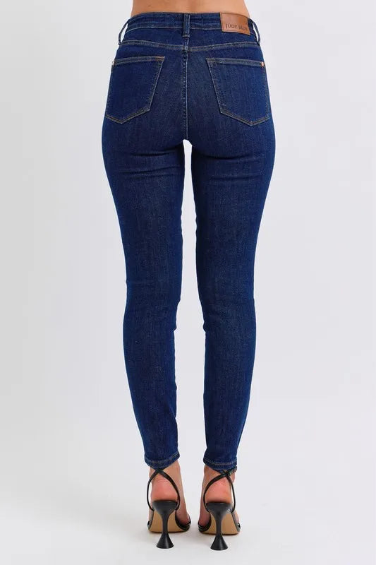 Judy Blue Full Size Midi Rise Tummy Control Classic Skinny Jeans Plus Size