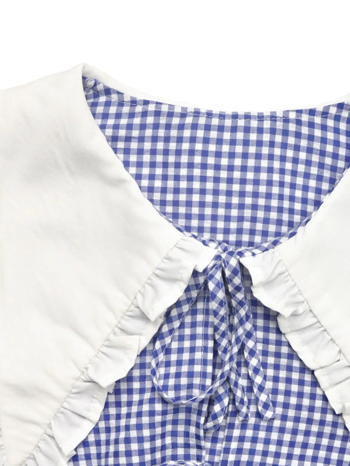 Tie Front Plaid Flounce Sleeve Blouse