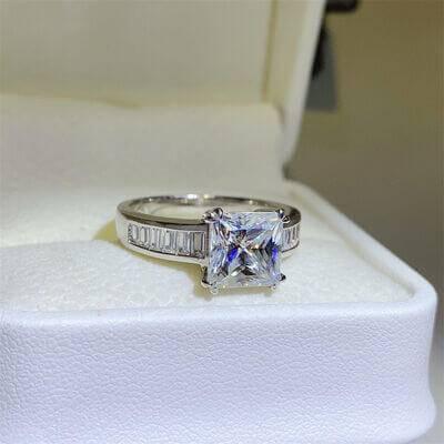 3 Carat Moissanite 925 Sterling Silver Square Shape Ring - Clothes For Her Online Store