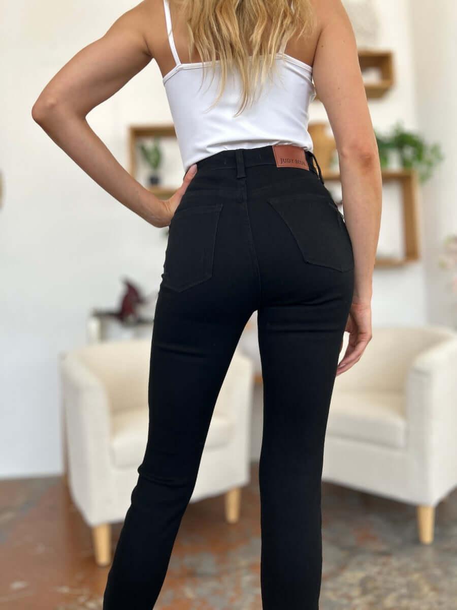 Judy Blue Full Size Distressed Tummy Control High Waist Skinny Jeans - Clothes For Her Online Store