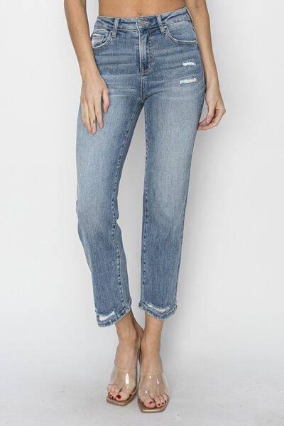RISEN Full Size High Waist Distressed Cropped Jeans - Clothes For Her Online Store