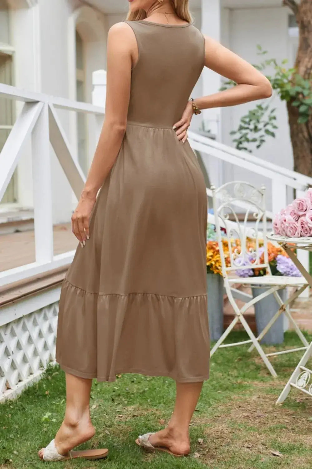 Round Neck Wide Strap Tank Dress - Clothes For Her Online Store