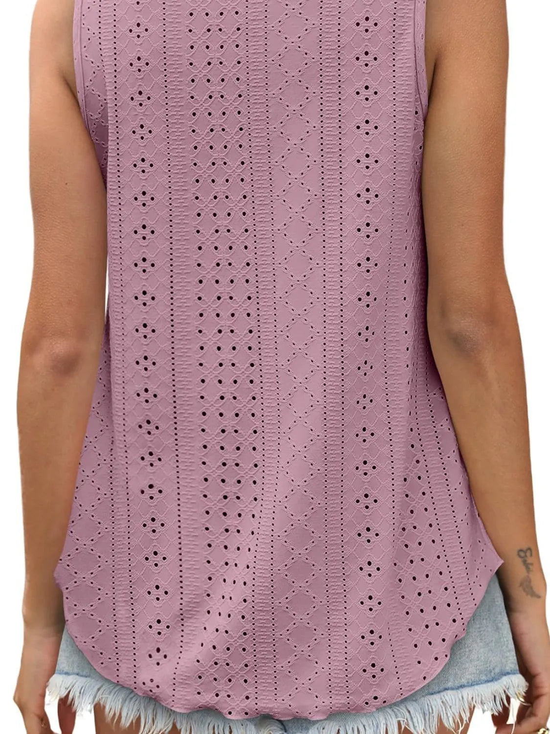 Eyelet Scoop Neck Tank