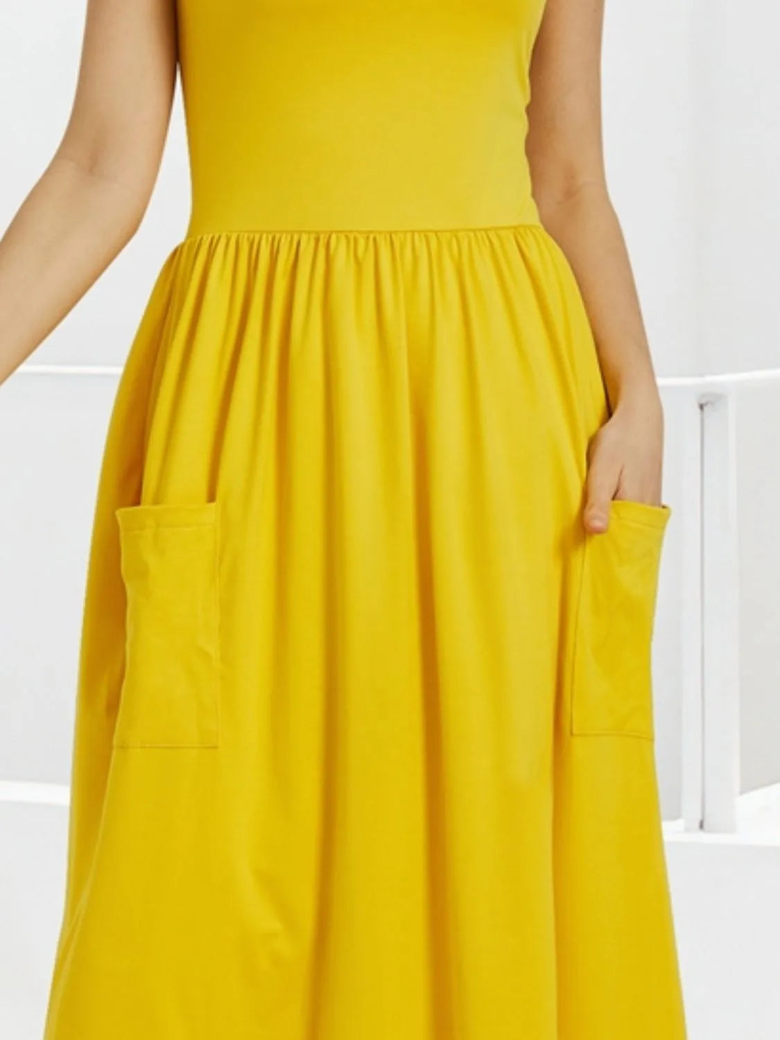 Scoop Neck Midi Dress with Pockets