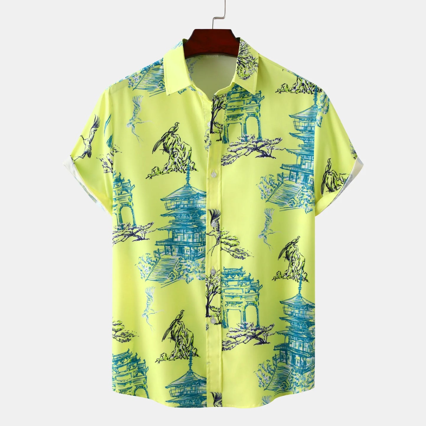 Men's Plus Size Printed Casual Short Sleeve Shirt