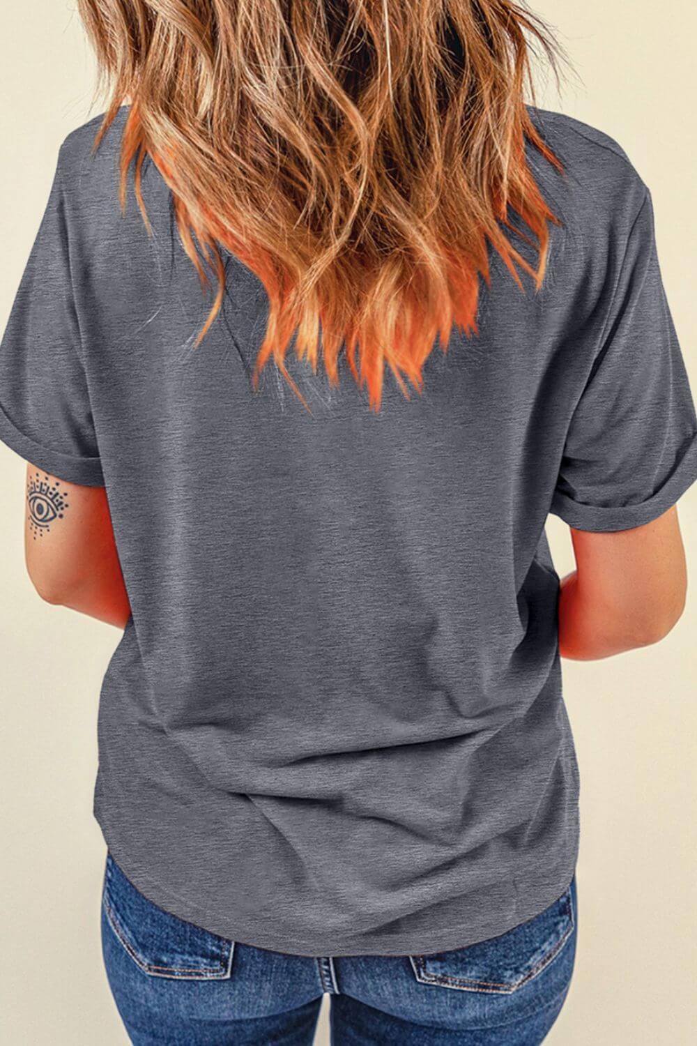 Bunny Ear Bow Graphic Short Sleeve T-Shirt - Clothes For Her Online Store