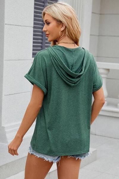 Florira Hooded Short Sleeve T-Shirt - Clothes For Her Online Store