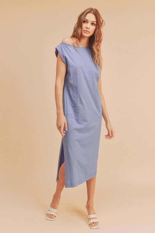 Aemi + Co Side Slit Round Neck Sleeveless Midi Dress - Clothes For Her Online Store