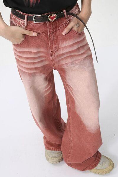 Men's Washed Wide Leg Jeans - Clothes For Her Online Store