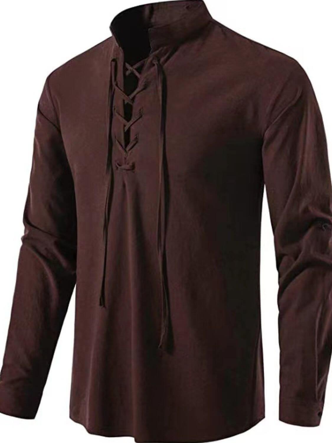 Men's Lace Up Long Sleeve Blouse - Clothes For Her Online Store