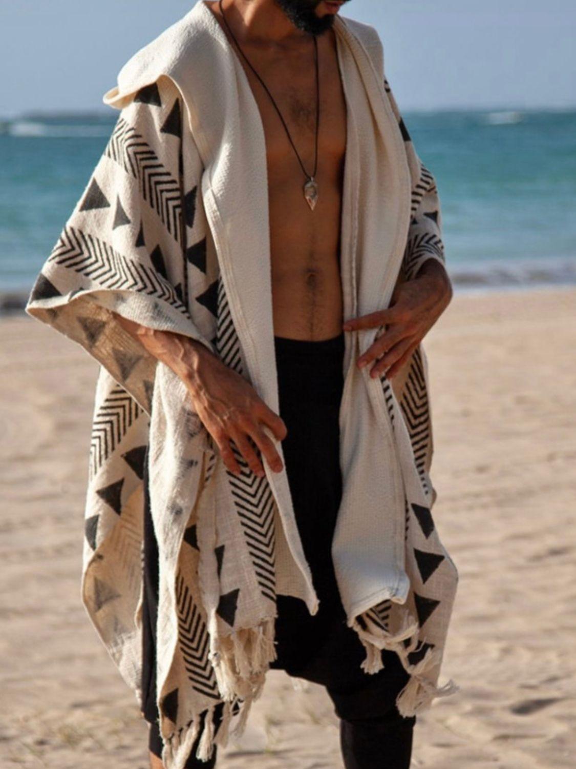 Men's Open Front Printed Cover-Up - Clothes For Her Online Store