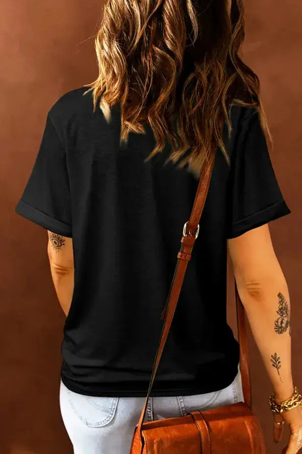 Bull Head Embroidered Round Neck T Shirt - Clothes For Her Online Store