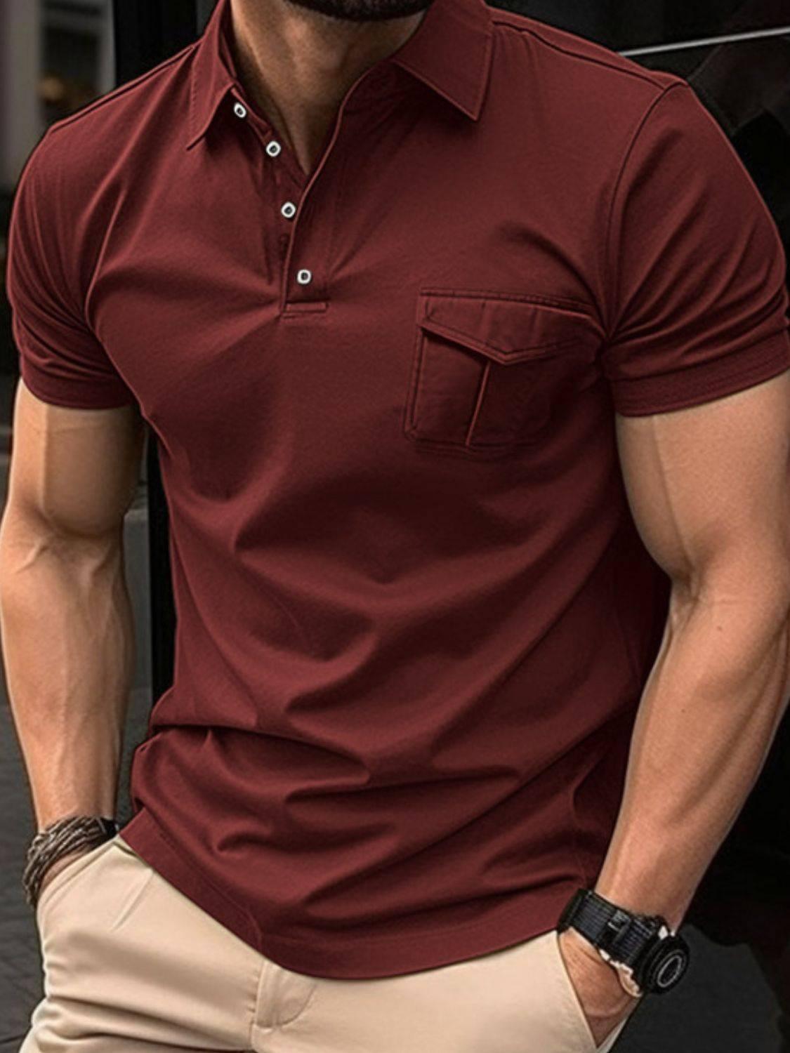 Men's Full Size Collared Neck Short Sleeve Polo Plus Size - Clothes For Her Online Store
